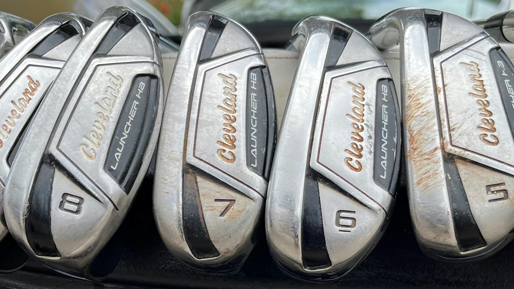 The Cleveland Golf Launcher HB Turbo Iron Set laying next to each other after a round at Mililani GC (Oahu, HI).