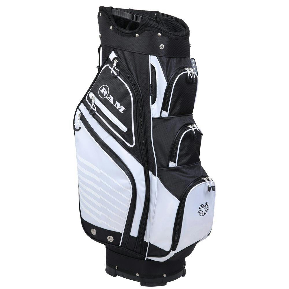 Ram Golf Accubar Cart Bag with 14 Way Full Length Divider System · Black/White