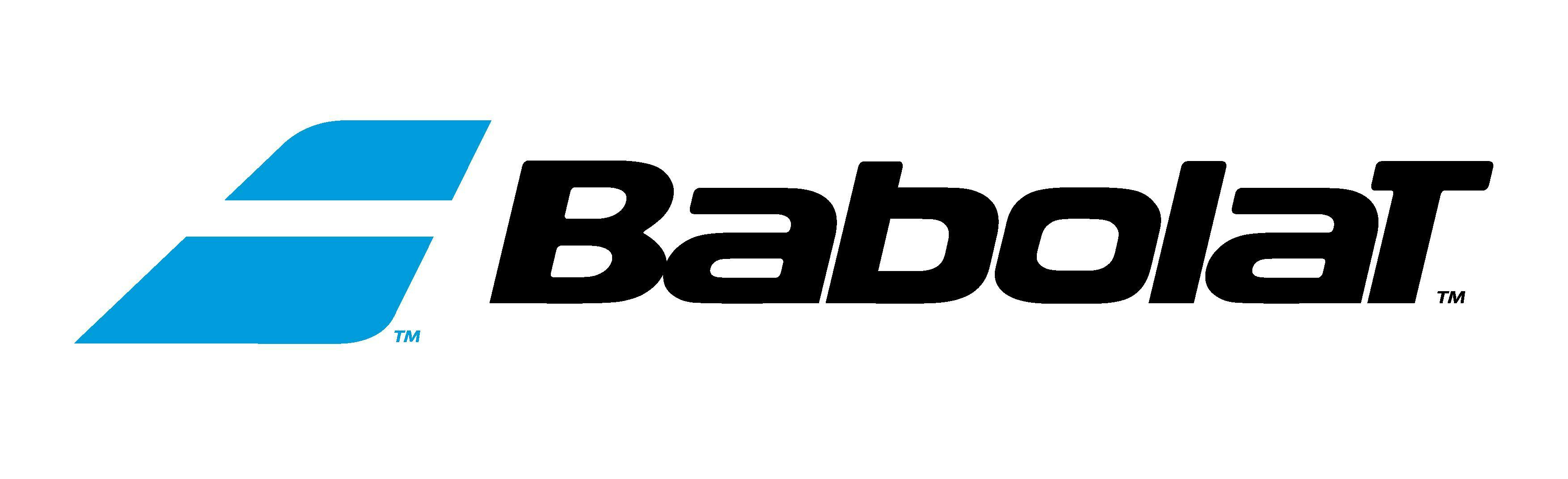 The Babolat label says "Babolat" in black next to a light blue shape.