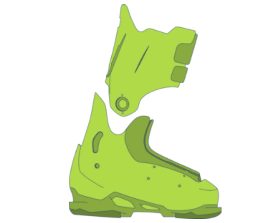 Diagram of a two piece ski boot.