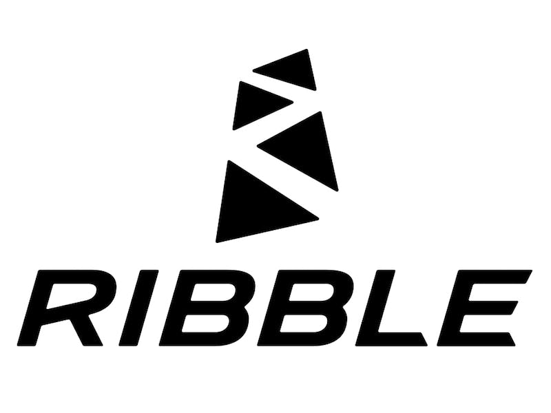 The Ribble Cycles logo reads "Ribble" in italicized black font under an abstract image of a trail crossing across a road. 