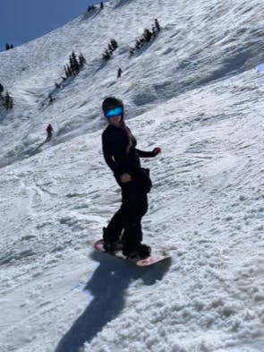 Sarah going down the slops with the K2 Wildheart