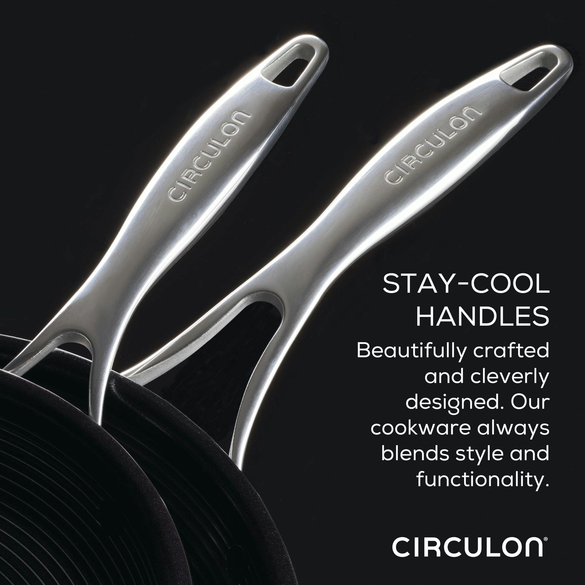 Circulon Clad Stainless Steel Frying Pan Set with Hybrid SteelShield and Nonstick Technology, 2-Piece, Silver