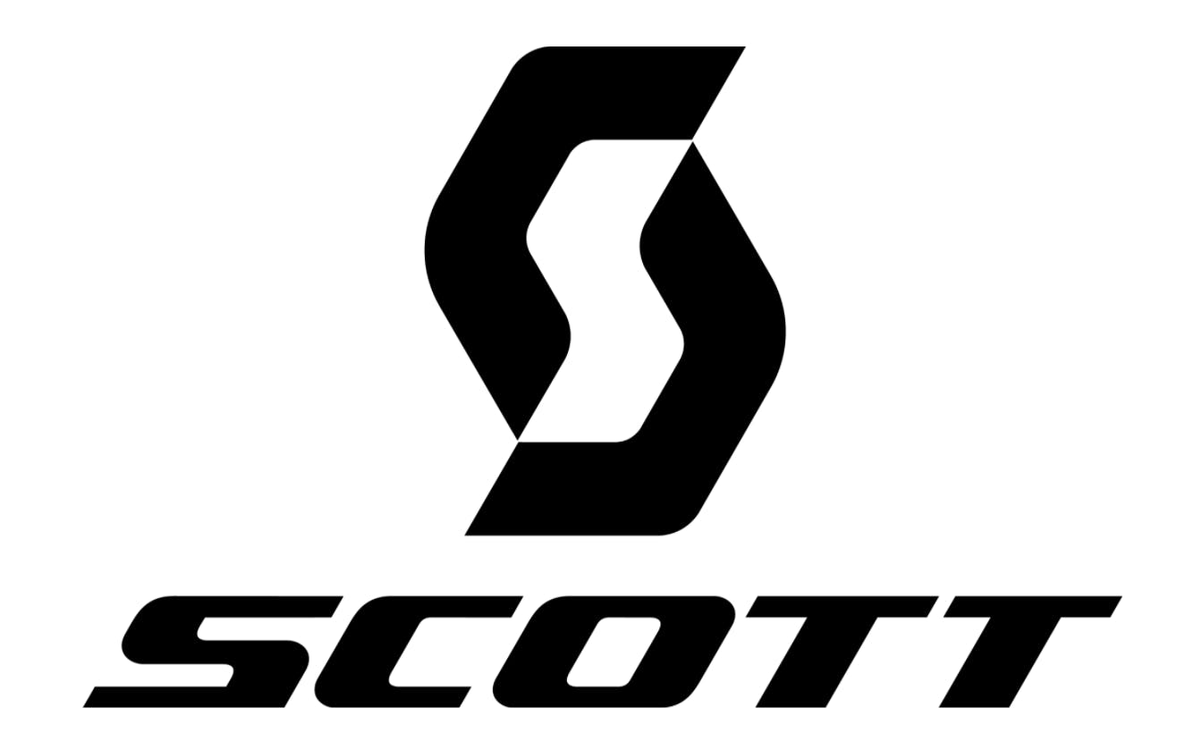 The Scott logo reads "Scott" in italicized black font below a stylized S.  