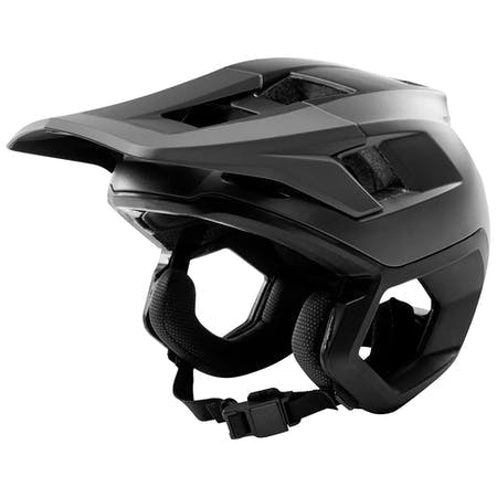 A black mountain biking helmet