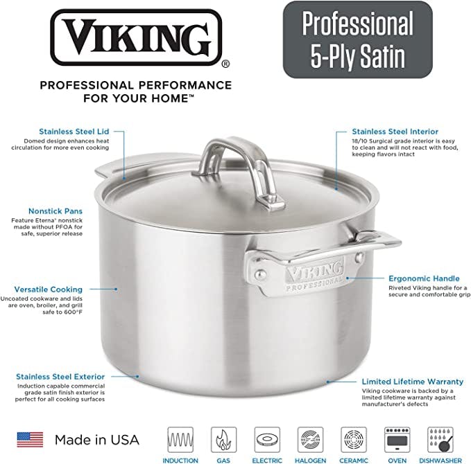 Viking Professional 5-Ply Saute Pan, Satin Finish