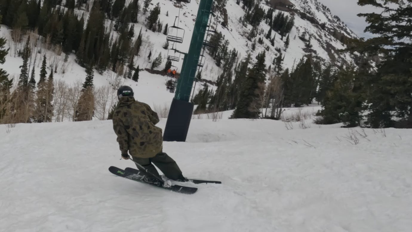 A skier on the Line Blade Optic skis. 