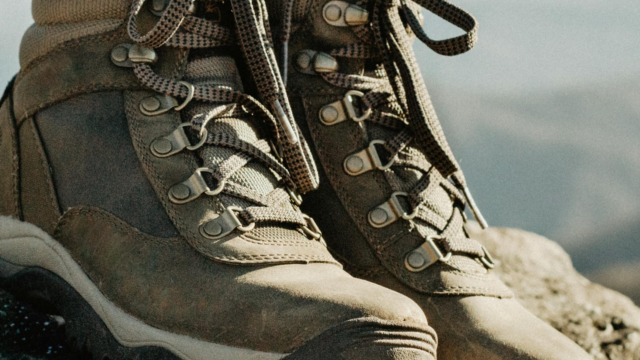 Brown hiking boots