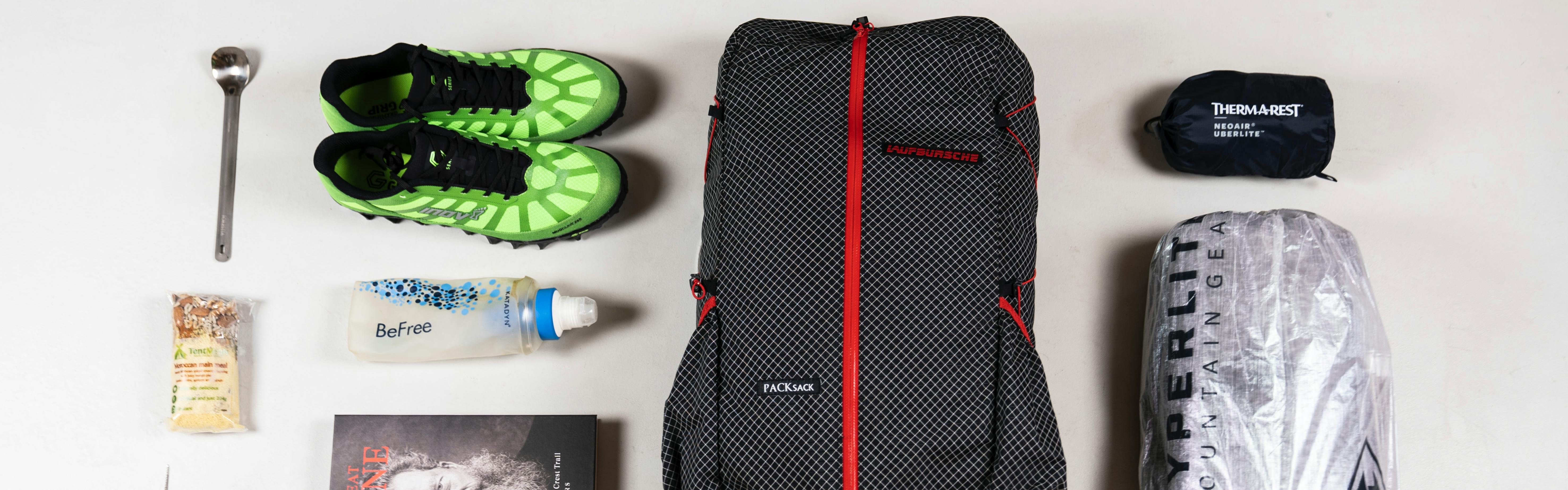Camping gear for an ultralight camping trip