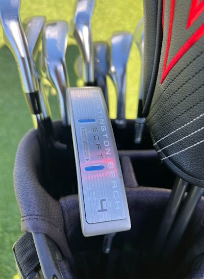 The Cleveland Huntington Beach Soft #4 Putter in a bag. 