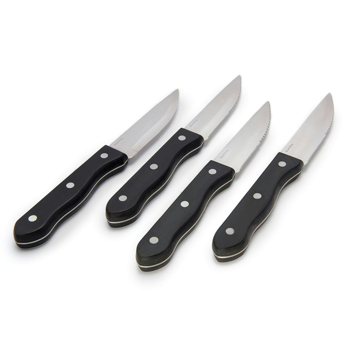 Table King Steak Knife 4pc W / Blk Plastic Handle, Wholesale, Bulk