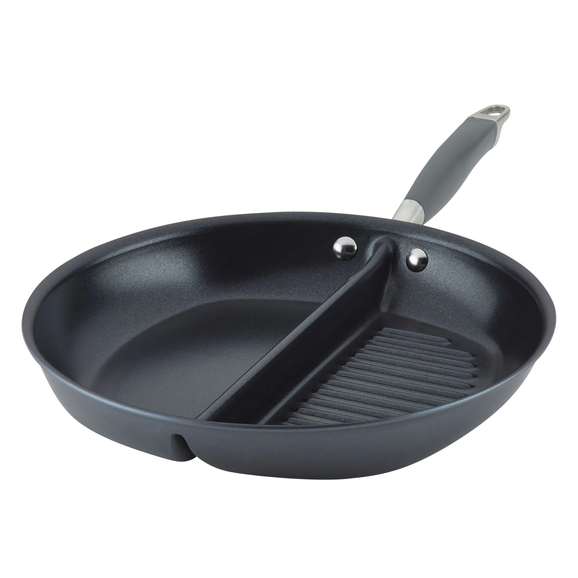 Anolon Advanced Home Hard-Anodized Nonstick Divided Grill and Griddle Pan, 12.5-Inch