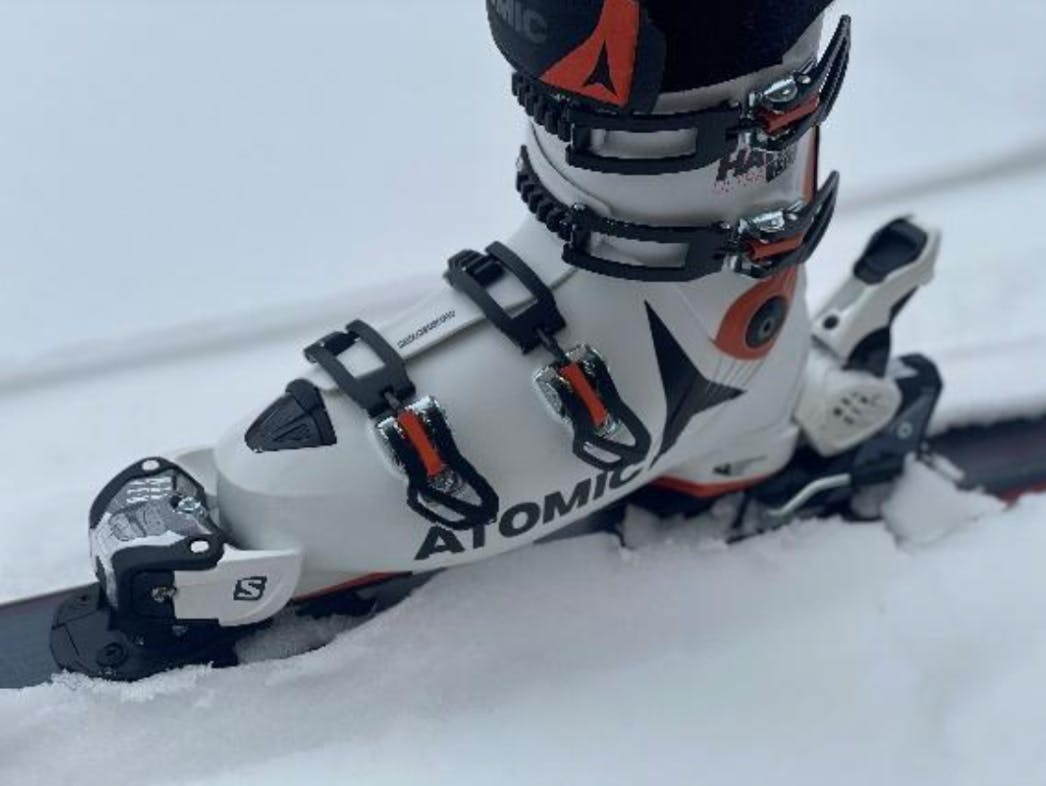 The Atomic Hawx Ultra 130 S Ski Boots · 2021 on a ski.