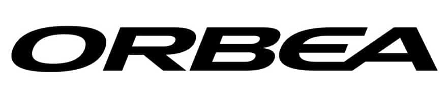The Orbea logo says "Orbea" in black italicized font. 