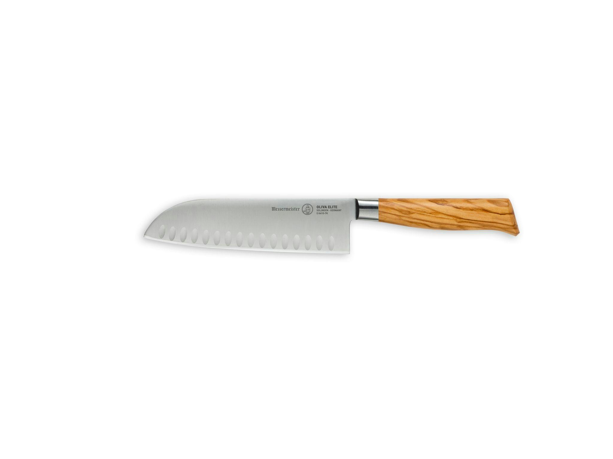 Messermeister Oliva Elite 7 Hollow Edge Santoku Knife