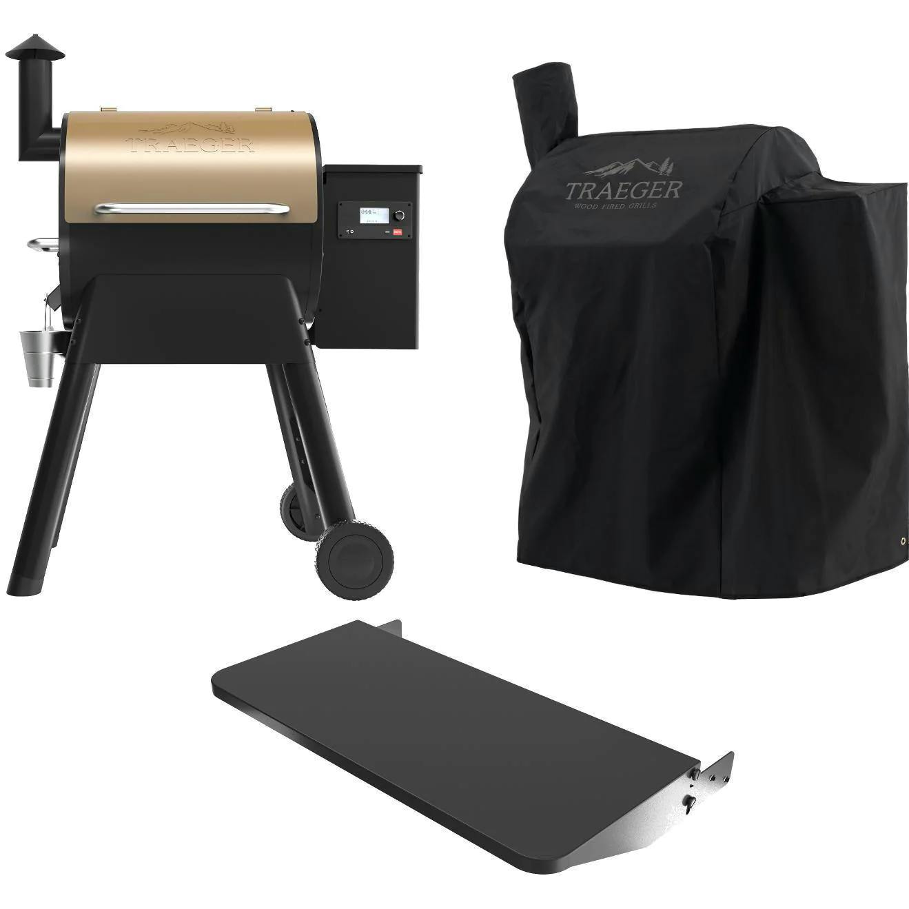 Traeger Pro Wi-Fi Controlled Wood Pellet Grill With WiFIRE, Front Shelf & Grill Cover