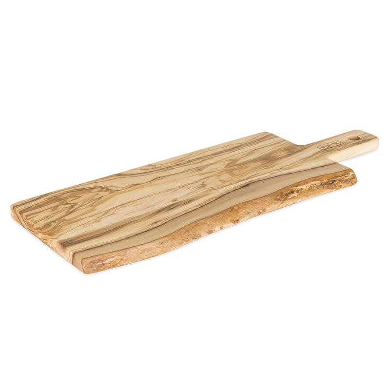 Viking 22" Olive Wood Serving Paddle Board with Bark Edge