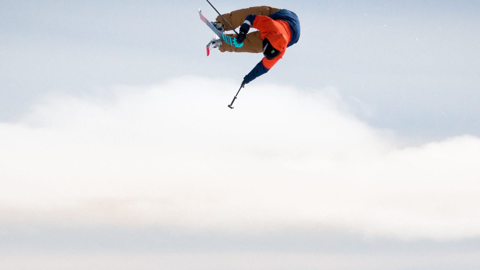 A skier doing a jump on a pair of Line skis. 