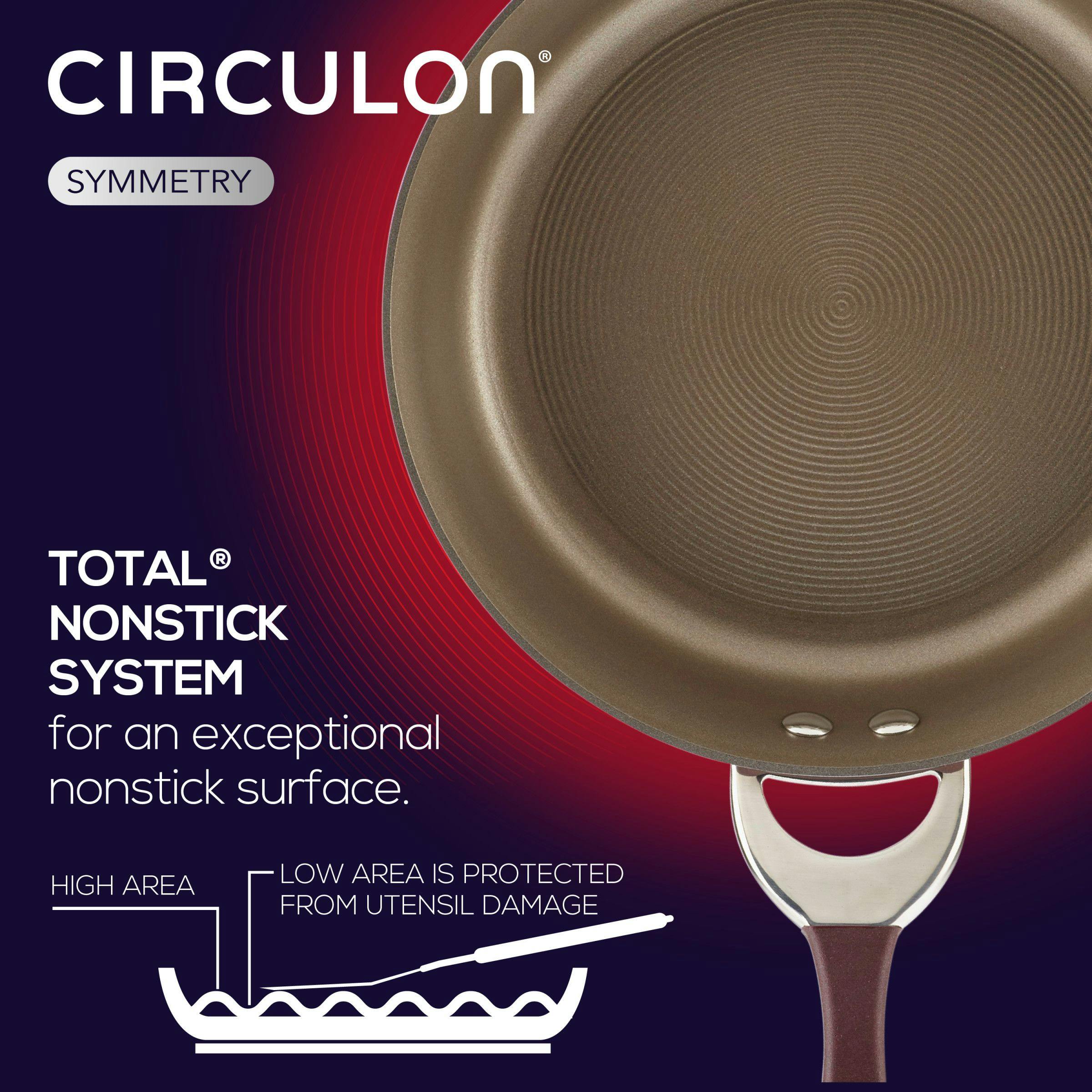 Circulon Symmetry Hard Anodized Nonstick Cookware Induction Pots and Pans Set, 11-Piece, Merlot