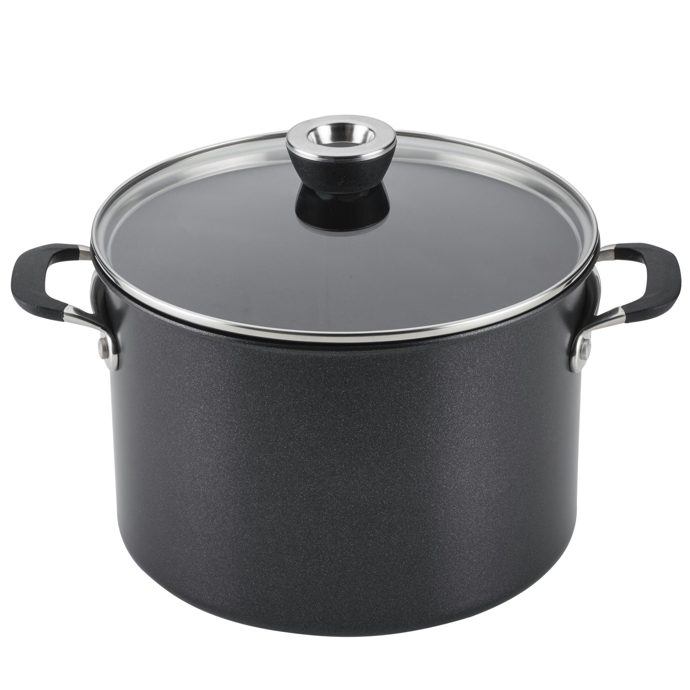 Anolon SmartStack Hard-Anodized Nonstick Cookware Induction Pots and Pans Set, 10-Piece, Black
