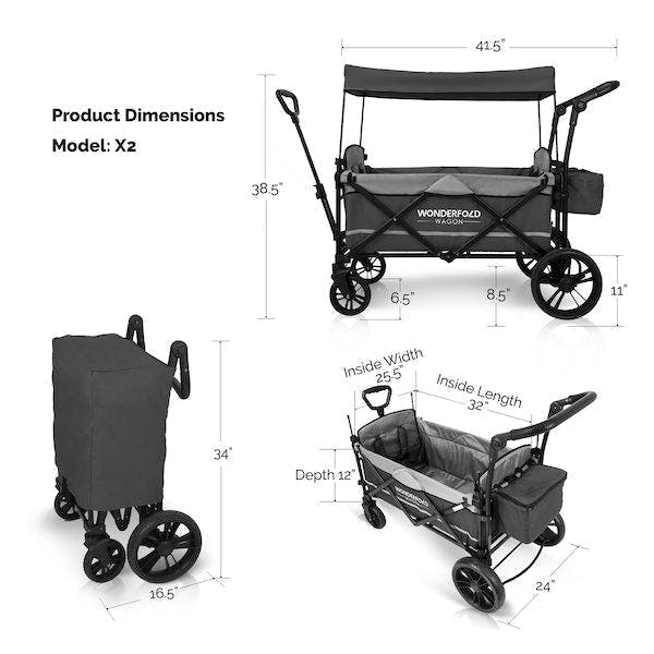 Wonderfold X2 Push & Pull Stroller Wagon · Stone Gray