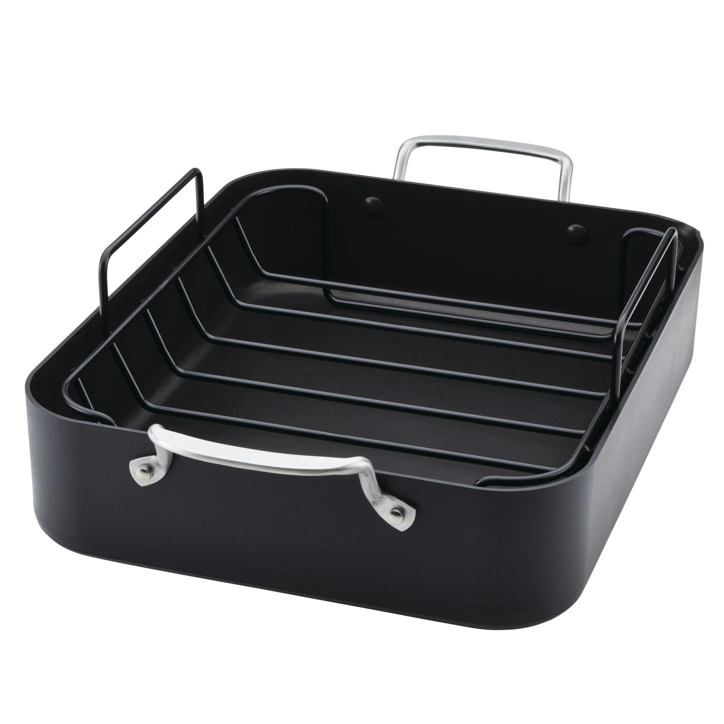 KitchenAid Hard Anodized Roaster with Removable Nonstick Rack, 13-Inch x 15.75-Inch, Matte Black