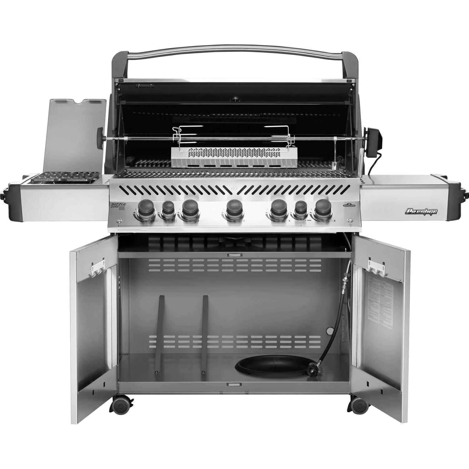 Napoleon Prestige 665 Propane Gas Grill with Infrared Rear Burner and Infrared Side Burner and Rotisserie Kit