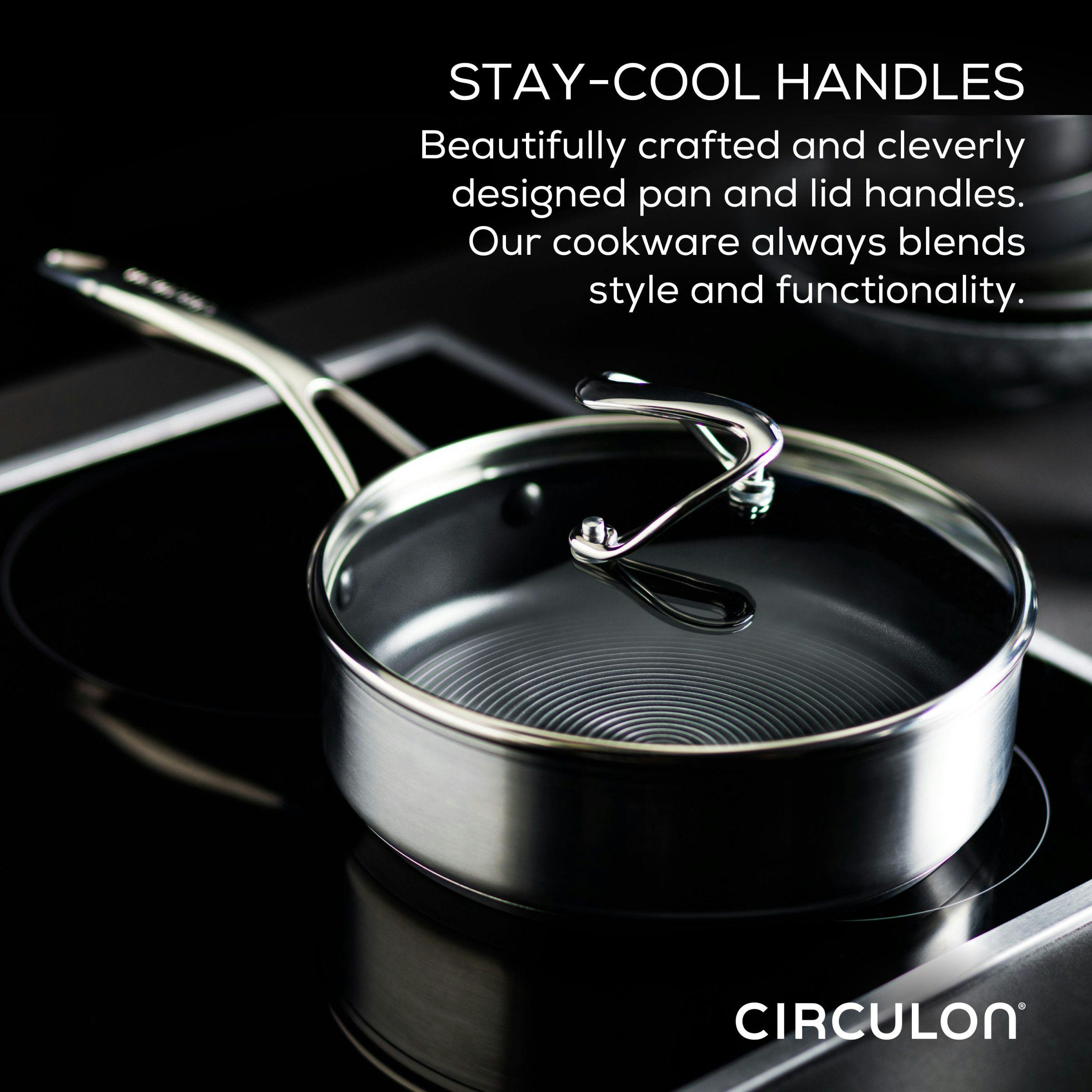 Circulon Stainless Steel Induction Cookware Set with SteelShield Hybrid Stainless and Nonstick Technology, 11-piece, Silver