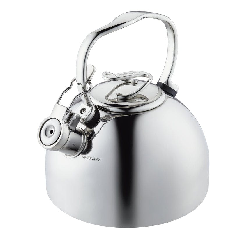 Circulon Stainless Steel Whistling Induction Teakettle With Flip-Up Spout, 2.3-Quart, Silver