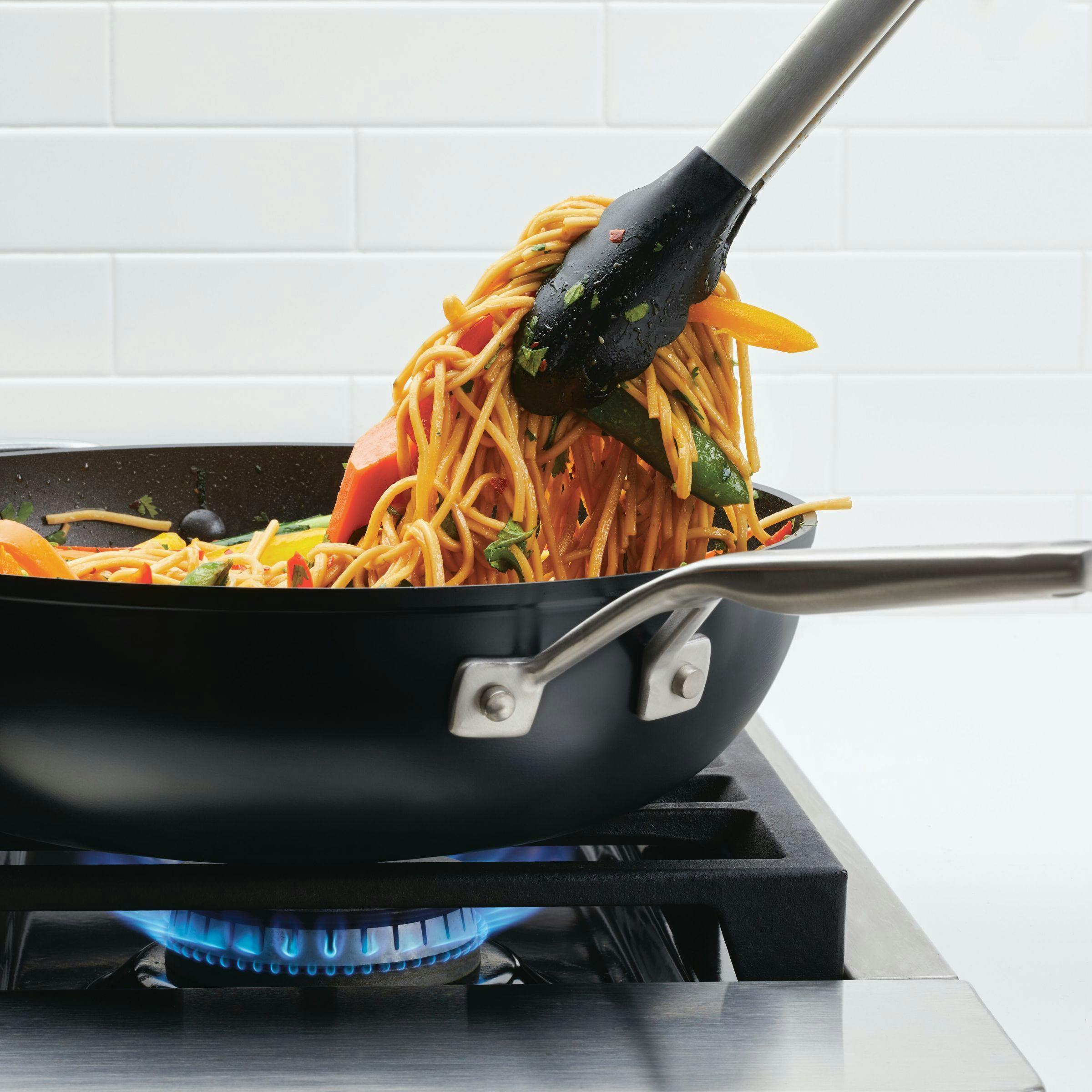 KitchenAid Hard-Anodized Induction Nonstick Stir Fry Pan / Wok with Helper Handle, 12.25-Inch, Matte Black