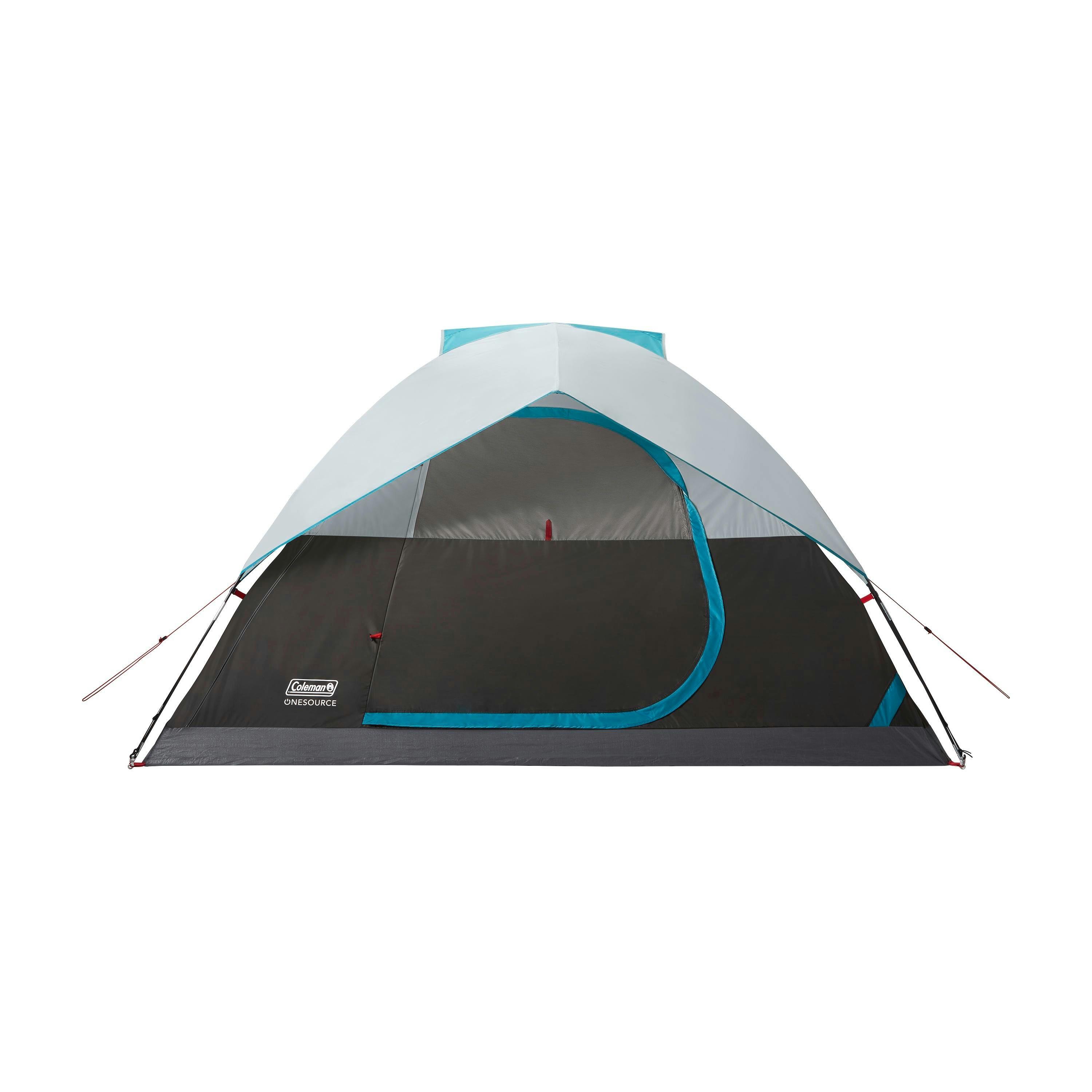 Coleman OneSource Camping Dome Tent with Airflow System and LED Lighting · 6 Person · Black/White/Carribbean Blue