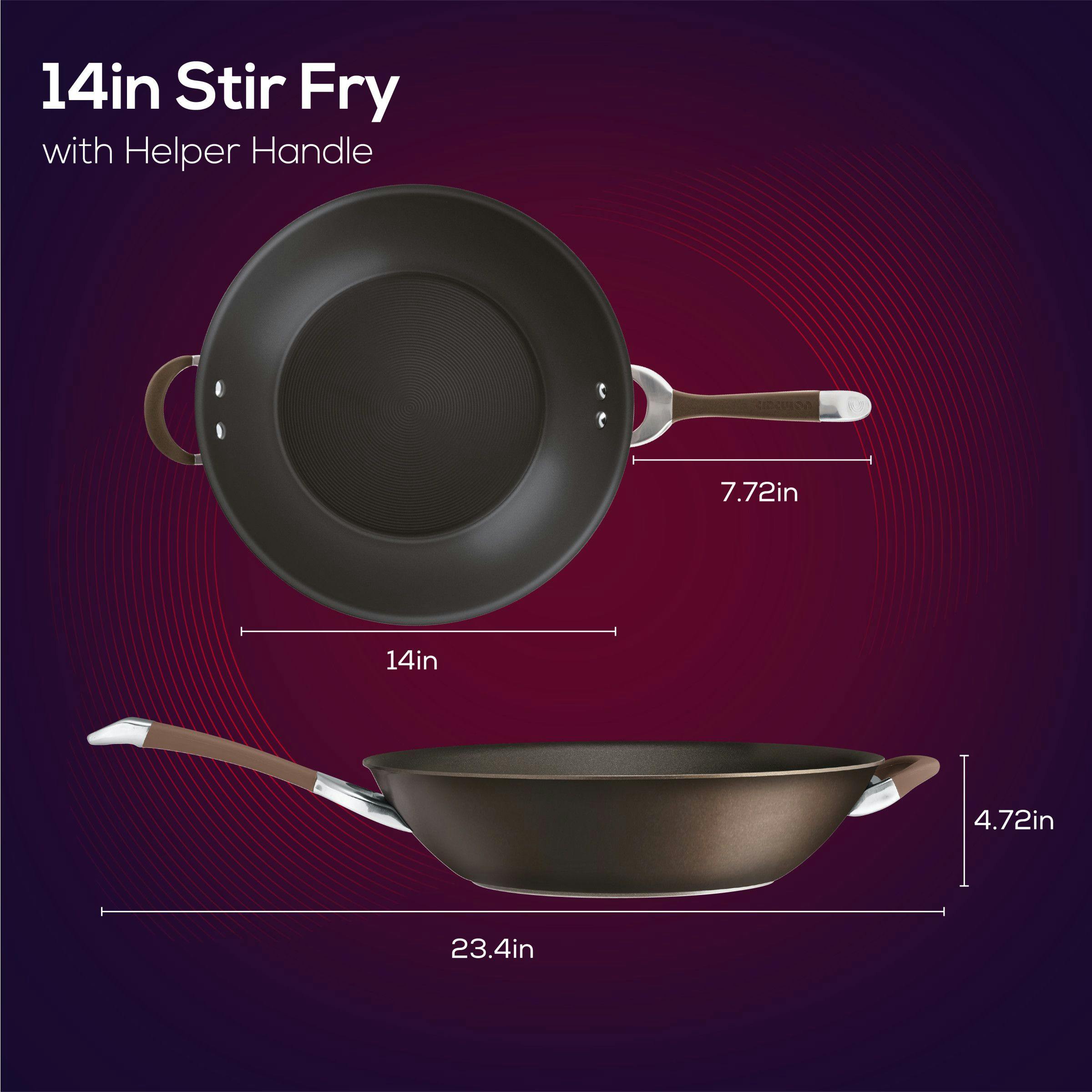 Circulon Symmetry Hard-Anodized Nonstick Induction Stir Fry Pan with Helper Handle, 14-Inch