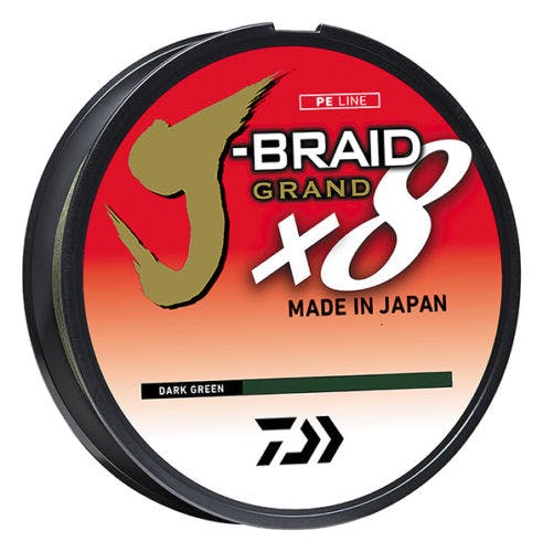Daiwa J-Braid Grand x8 Braided Line · 150 yards · 65 lbs · Dark Green