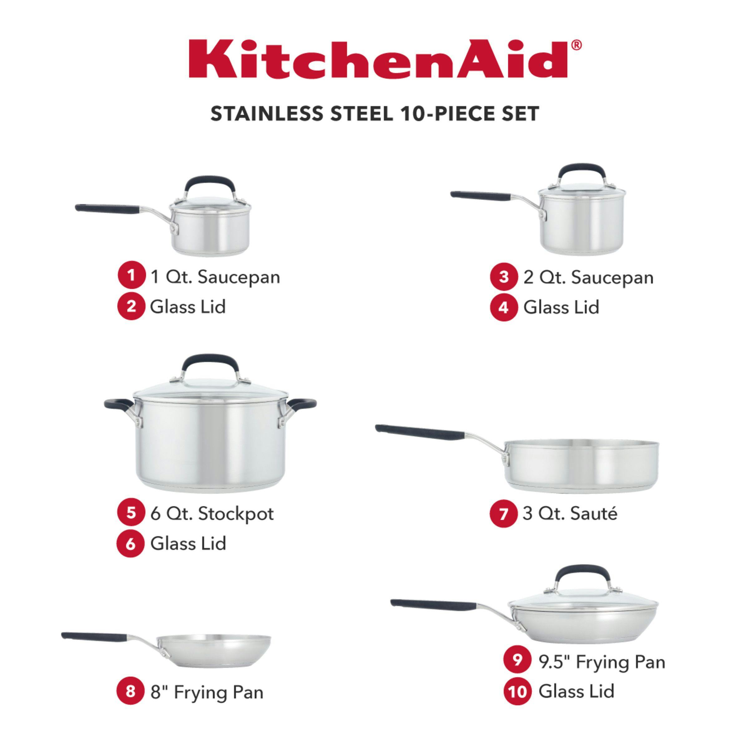 KitchenAid Pan Set Multi-Ply Stainless Steel - 7-Piece