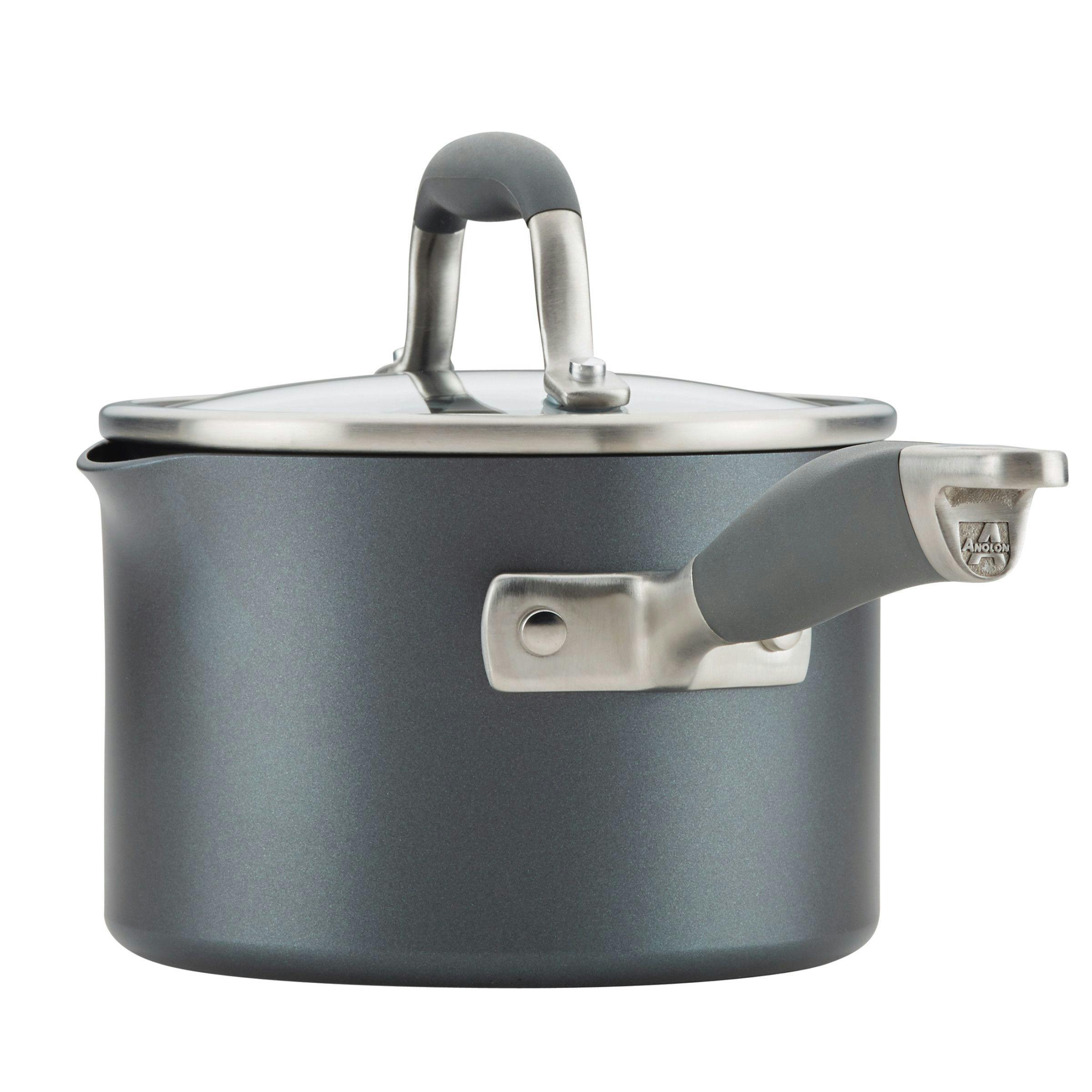 Anolon Achieve 4qt Hard Anodized Nonstick Saucepot with Lid Cream