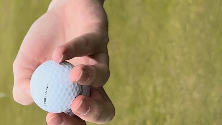 View of the Dimple Pattern and Alignment on the Mizuno RB Tour Golf Ball.