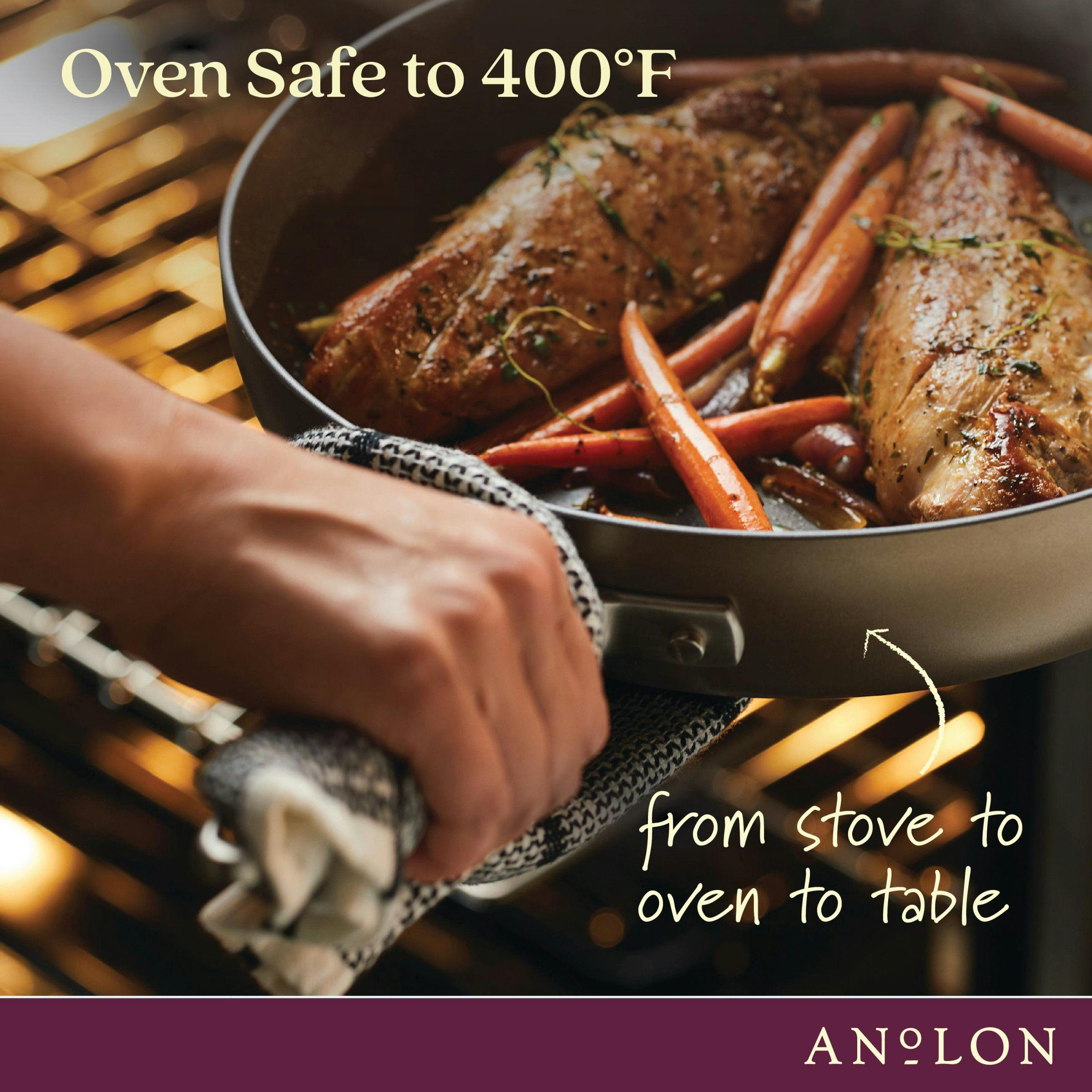 Anolon Advanced Home Hard-Anodized Nonstick Sauté Pan with Helper Handle and Lid, 5-Quart, Bronze