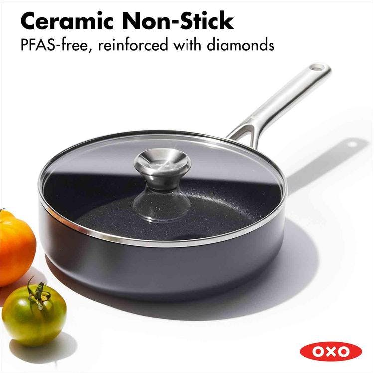 OXO Hard Anodized Nonstick Cookware, 3QT Covered Chef Pan with