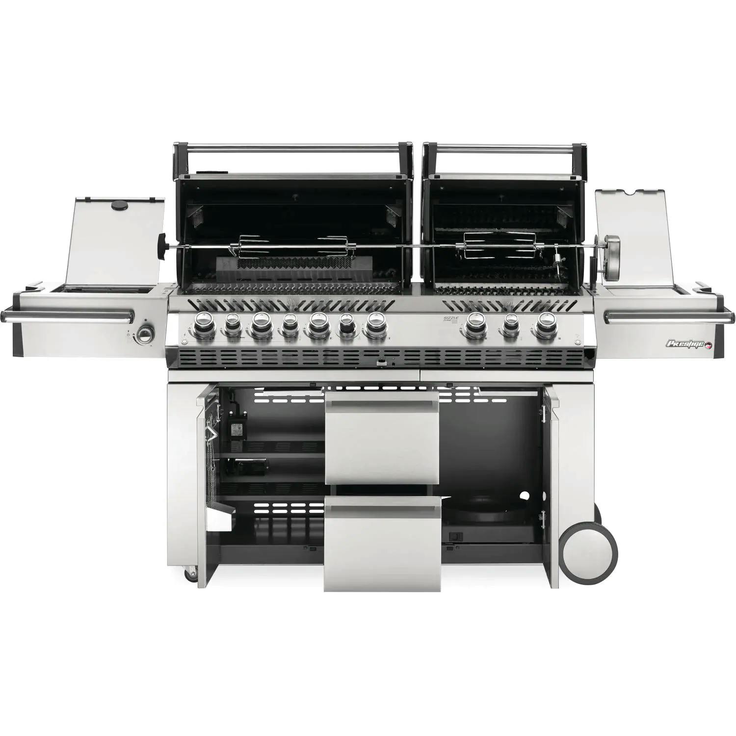 Napoleon Prestige PRO 825 Gas Grill with Infrared Rear Burner, Double Infrared Sear Burner and Side Burner and Rotisserie Kit · Natural Gas