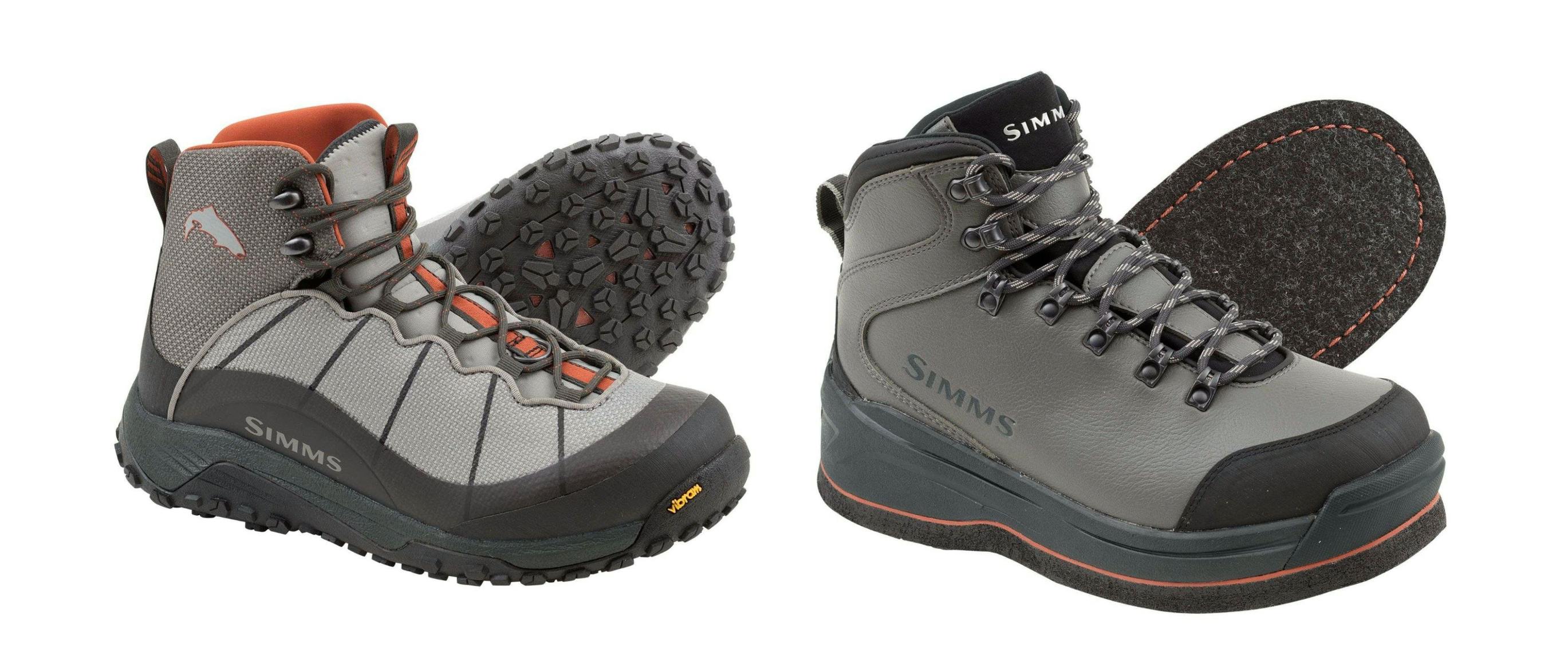 Product image of the Simms Women's Flyweight Boot and the Simms Women's Freestone Boot.