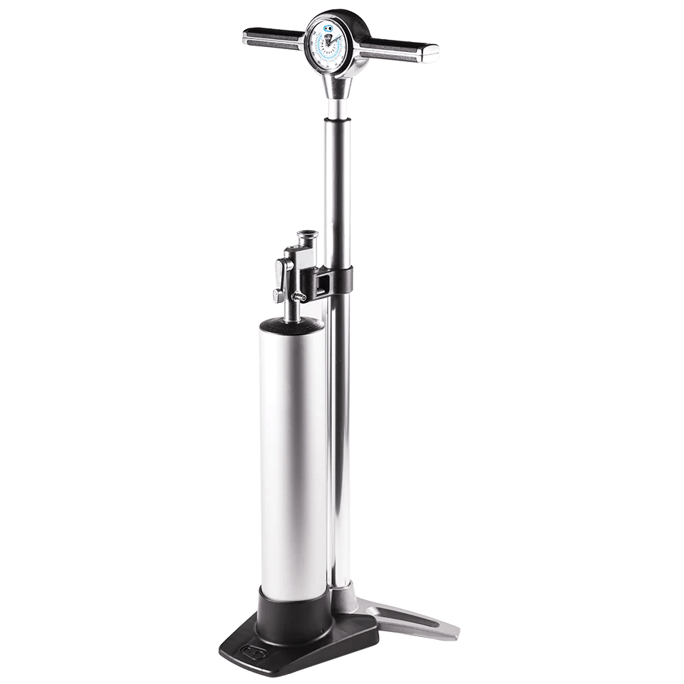 Crank Brothers Klic Floor Pump: Analog Gauge Compression Canister · Silver · One Size