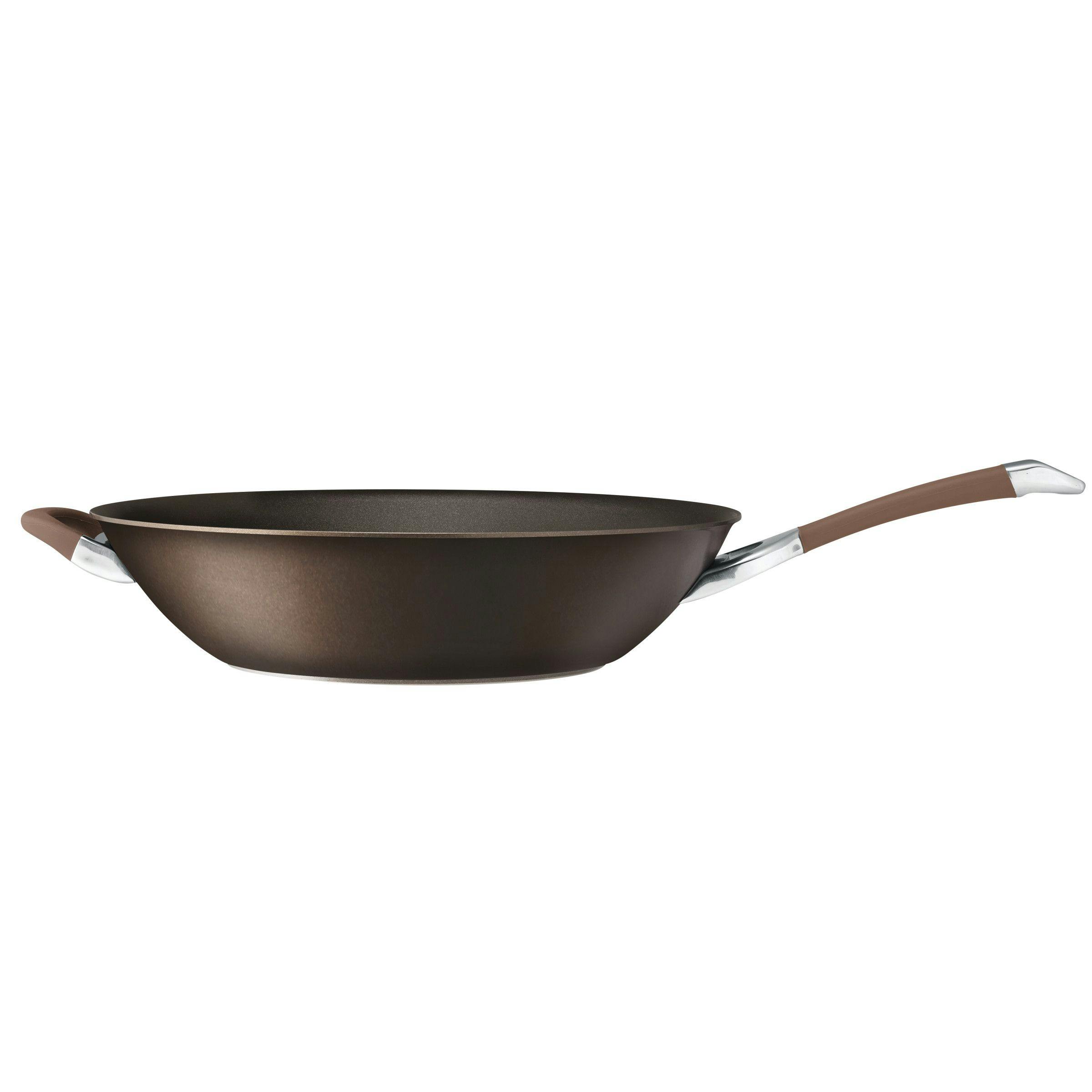 Circulon Symmetry Hard-Anodized Nonstick Induction Stir Fry Pan with Helper Handle, 14-Inch, Chocolate