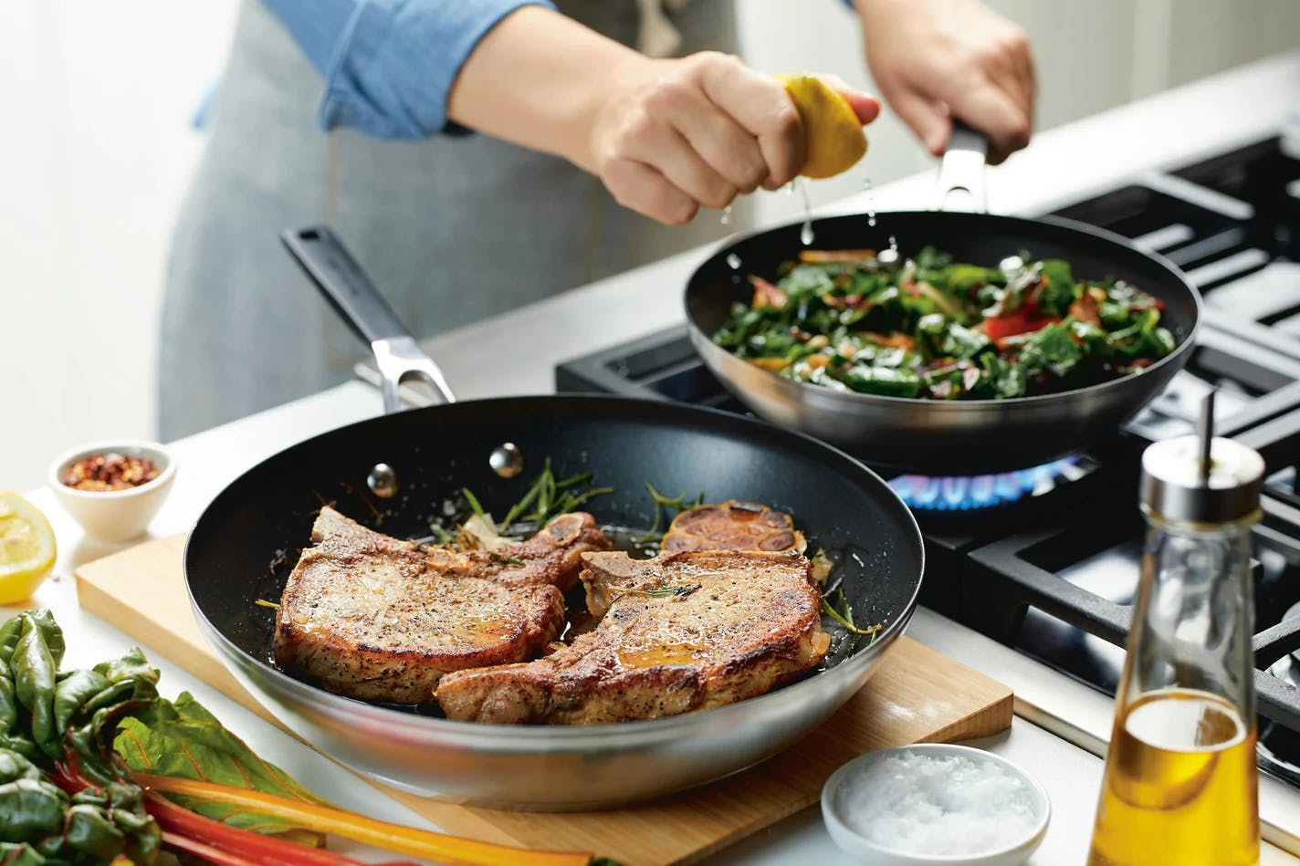 KitchenAid Stainless Steel Nonstick Induction Frying Pan Set, 2-Piece, Brushed Stainless Steel