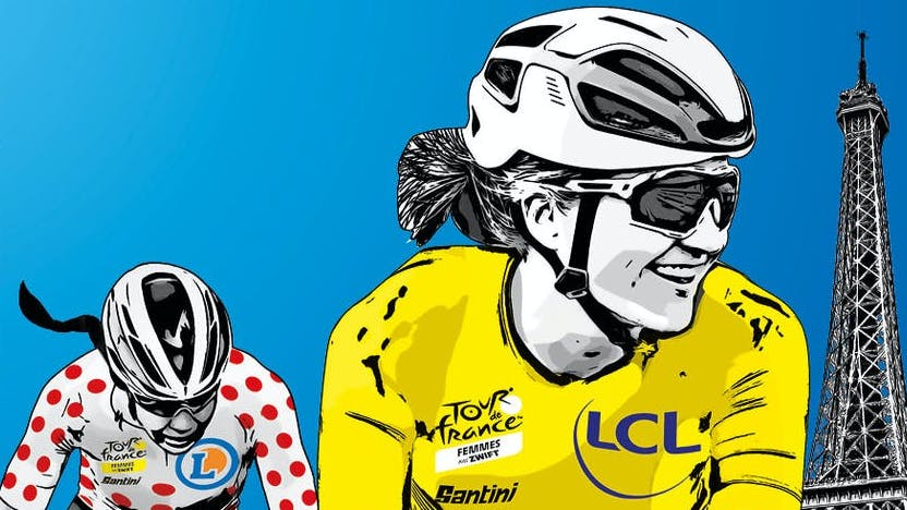 A poster detailing the Tour De France Femmes Race. 