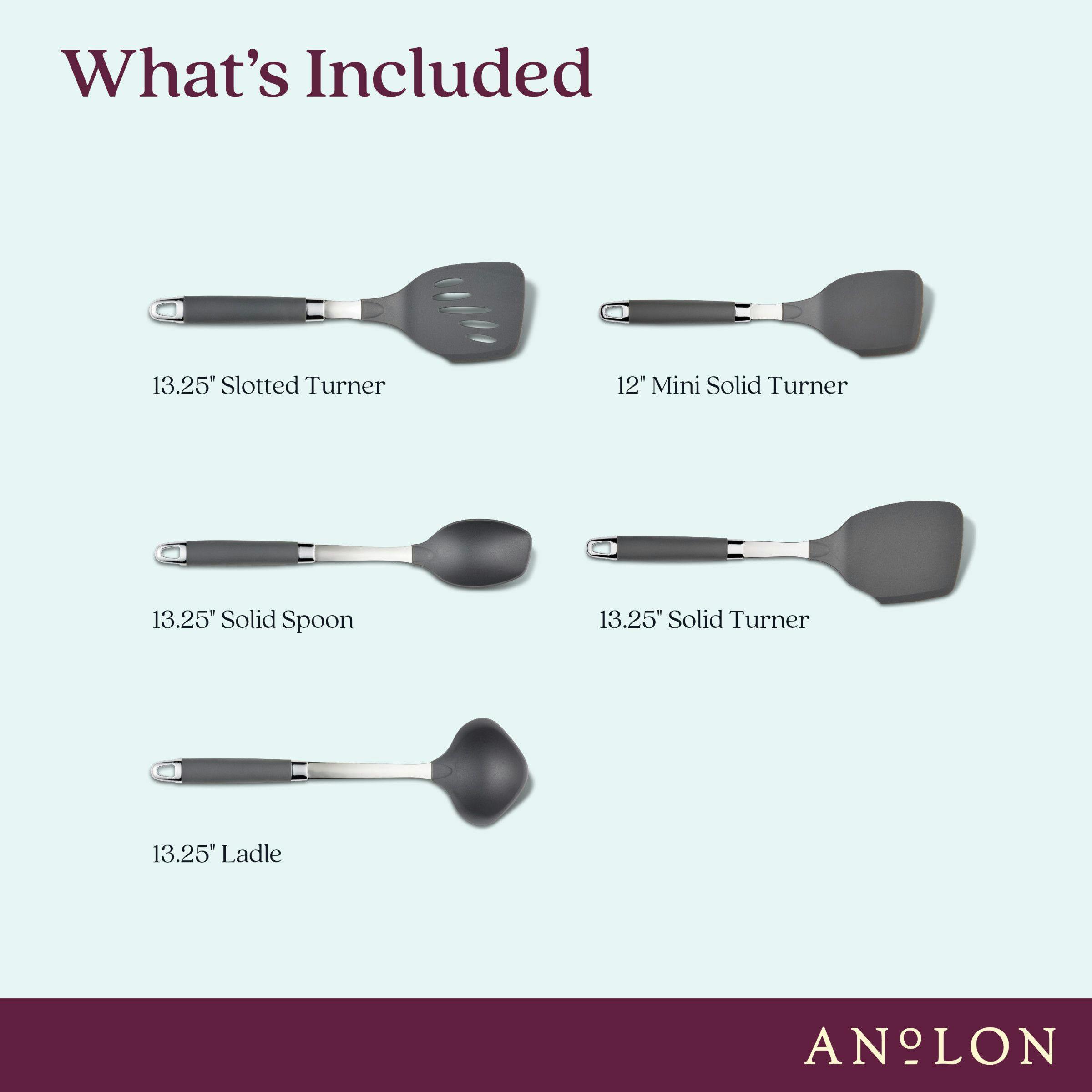 Anolon Tools and Gadgets SureGrip Nonstick Kitchen Utensil Set · 5 Piece Set