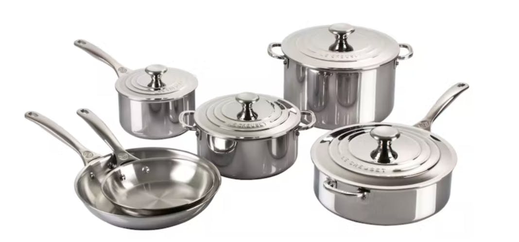 The Le Creuset 10-Piece Stainless Steel Set.