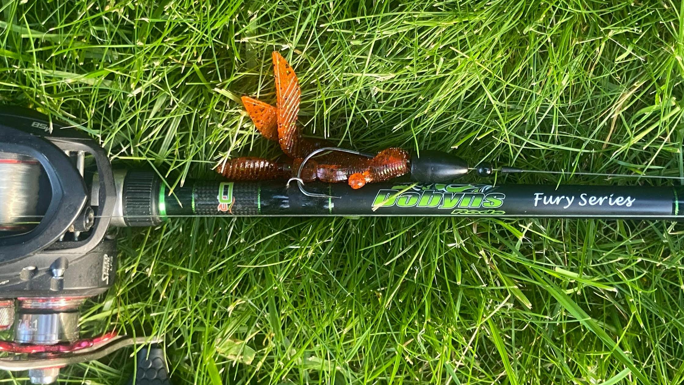 Dobyn's Fury fishing rod 735c paired with a Lew's Tournament MP. 