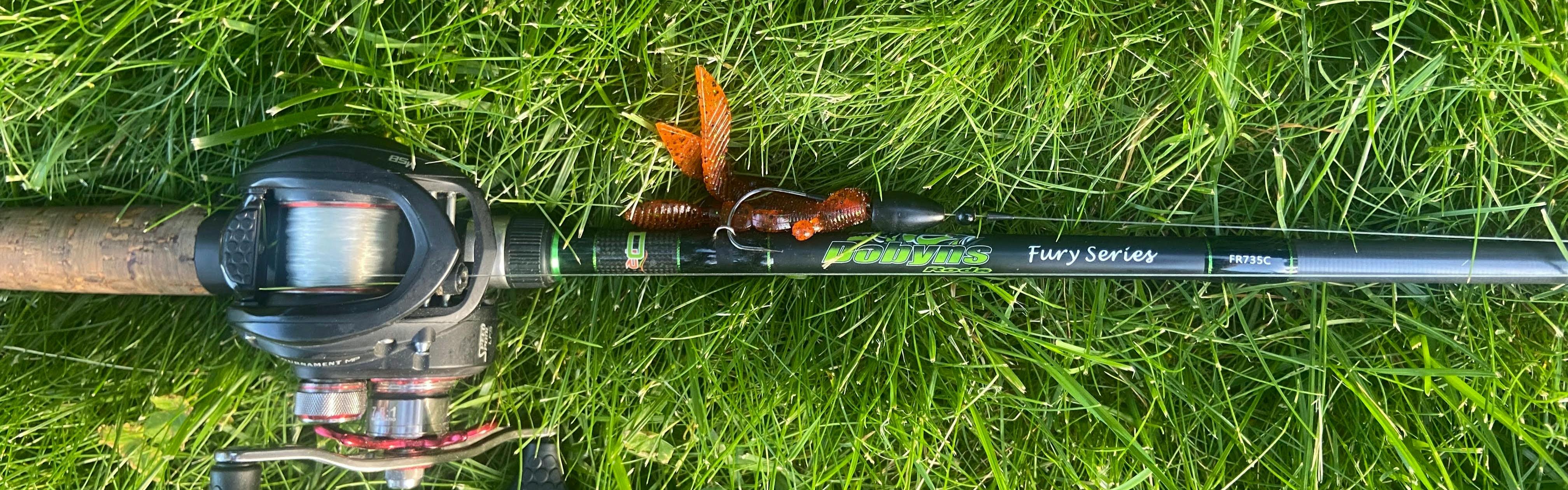 Dobyn's Fury fishing rod 735c paired with a Lew's Tournament MP. 