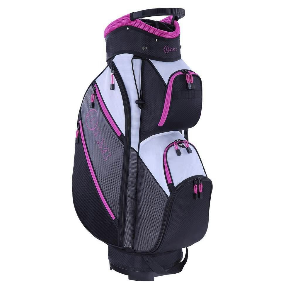 Ram Golf Lightweight Ladies Cart Bag with 14 Way Dividers · Grey/Pink
