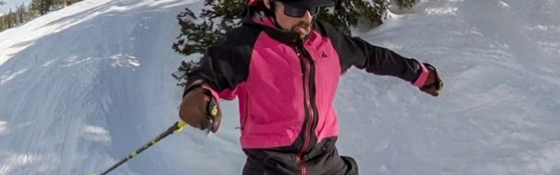 A skier in the Strafe Nomad 3L Shell Jacket.